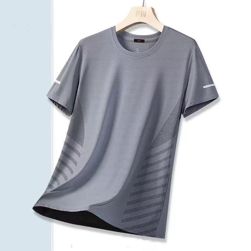 Ice Silk Short-Sleeved Pure Color Breathable Hole Quick-Drying Non-Balling High-Elastic Skin-Friendly Outdoor Sports Casual Fashion Men'S T-Shirt - Image 4