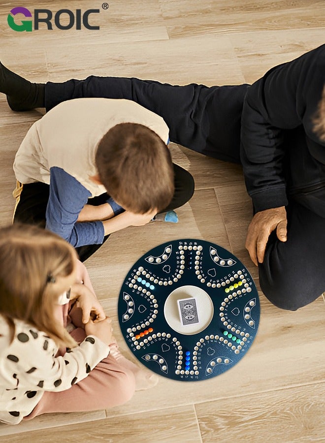 GROIC لعبة جاكاروا، لعبة لودو، لعبة لوحية خشبية مزدوجة الجوانب لـ 4 و 6 لاعبين مع 24 كرة و بطاقات، بحجم 54 سم × 54 سم، لعبة جاكاروا العائلية، لعبة الكرات (أسود) - Image 3