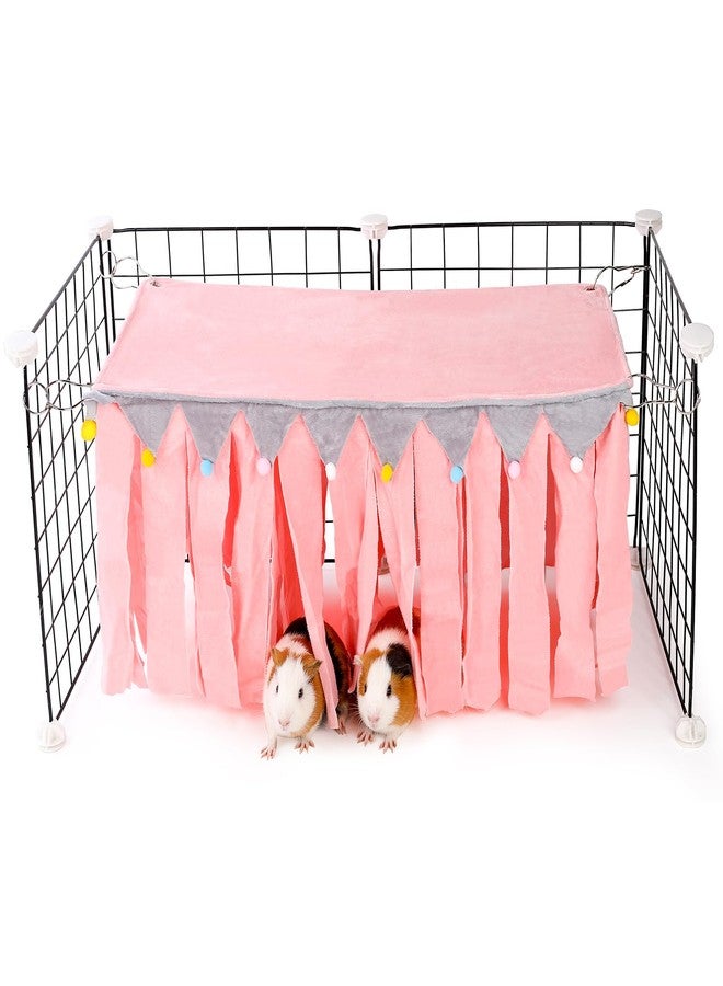 ONEJU Guinea Pig Hideout - Guinea Pig Corner Hideout, Four-Sided Fringes, Rectangular Top and Washable Hides, Suitable Hides for Guinea Pigs and Rabbit, No Metal Fences, Pink - Image 1