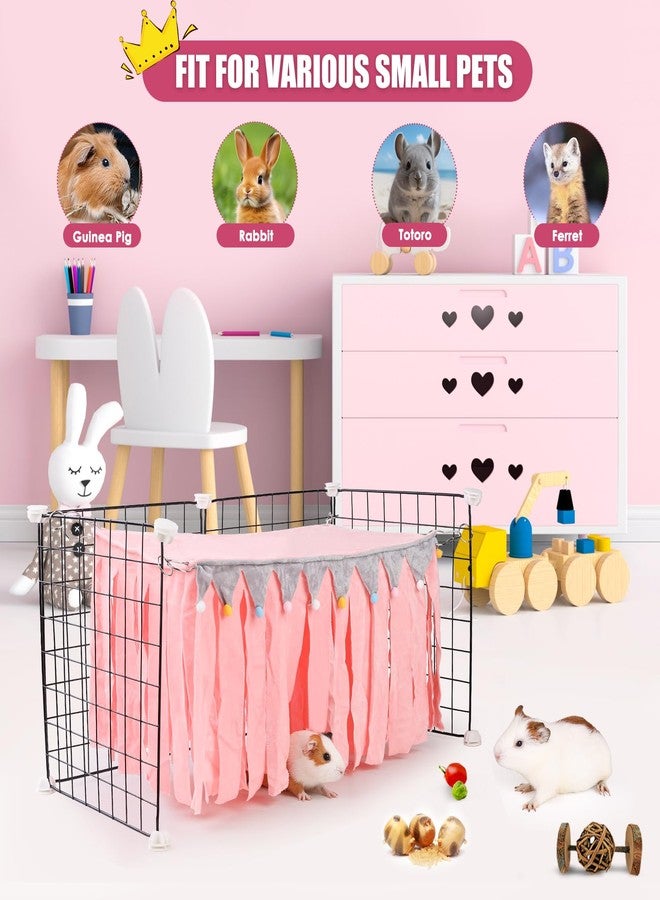ONEJU Guinea Pig Hideout - Guinea Pig Corner Hideout, Four-Sided Fringes, Rectangular Top and Washable Hides, Suitable Hides for Guinea Pigs and Rabbit, No Metal Fences, Pink - Image 4