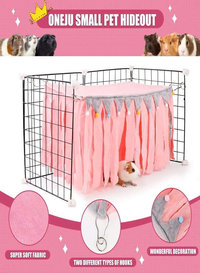 ONEJU Guinea Pig Hideout - Guinea Pig Corner Hideout, Four-Sided Fringes, Rectangular Top and Washable Hides, Suitable Hides for Guinea Pigs and Rabbit, No Metal Fences, Pink - Image 3
