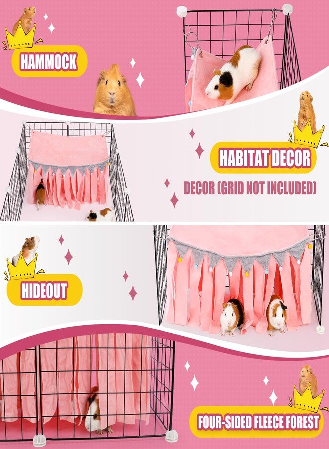 ONEJU Guinea Pig Hideout - Guinea Pig Corner Hideout, Four-Sided Fringes, Rectangular Top and Washable Hides, Suitable Hides for Guinea Pigs and Rabbit, No Metal Fences, Pink - Image 2