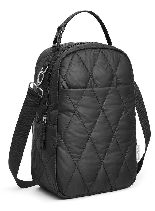 G4Free Large Insulated Lunch Bag, Leakproof Quilted Lunch Box Women Men, Reusable Puffer Lunch Bag For Work Picnic Travel, Black - Image 1
