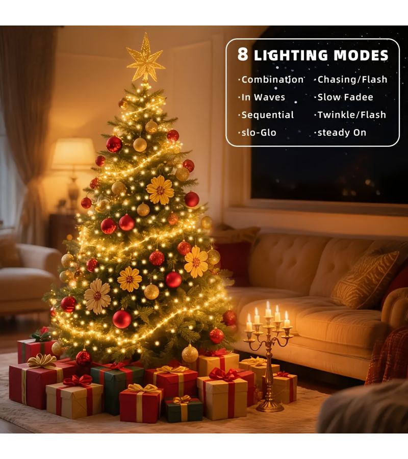 Purple 300LED Solar Copper Wire Light String For Outdoor Garden Party Home Decoration - Image 2