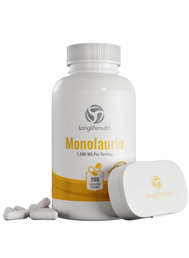 LongLifeNutri Monolaurin Supplement 1500Mg 200 Vegetarian Capsules ; Extra Strength Pure Glycerol And Lauric Acid From Raw Coconut ; Immune System And Natural Digestion Support ; Nongmo Gluten Free Powder Pill - Image 2