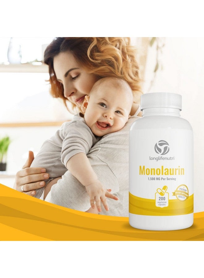 LongLifeNutri Monolaurin Supplement 1500Mg 200 Vegetarian Capsules ; Extra Strength Pure Glycerol And Lauric Acid From Raw Coconut ; Immune System And Natural Digestion Support ; Nongmo Gluten Free Powder Pill - Image 4