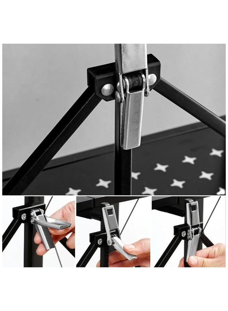 Lady Kitchen 5-Tier Folding Storage Shelf with Swivel Wheels for Living Room Kitchen Office No Assembly Required - black 34x70x163cm - Image 3