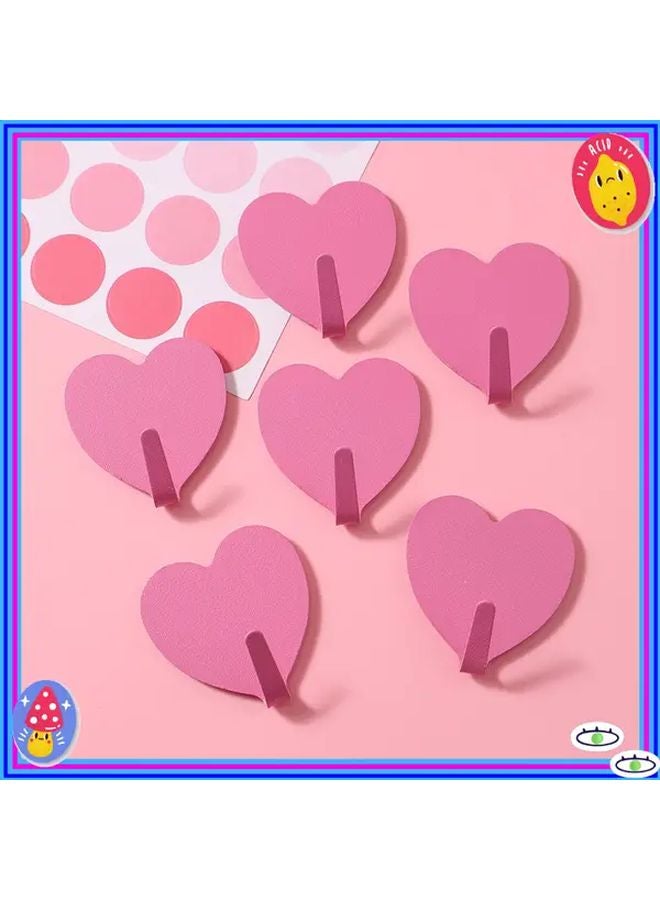 Rose Red Heart Shaped Wall Hooks No Drill Strong Adhesive Multi Purpose - Image 1