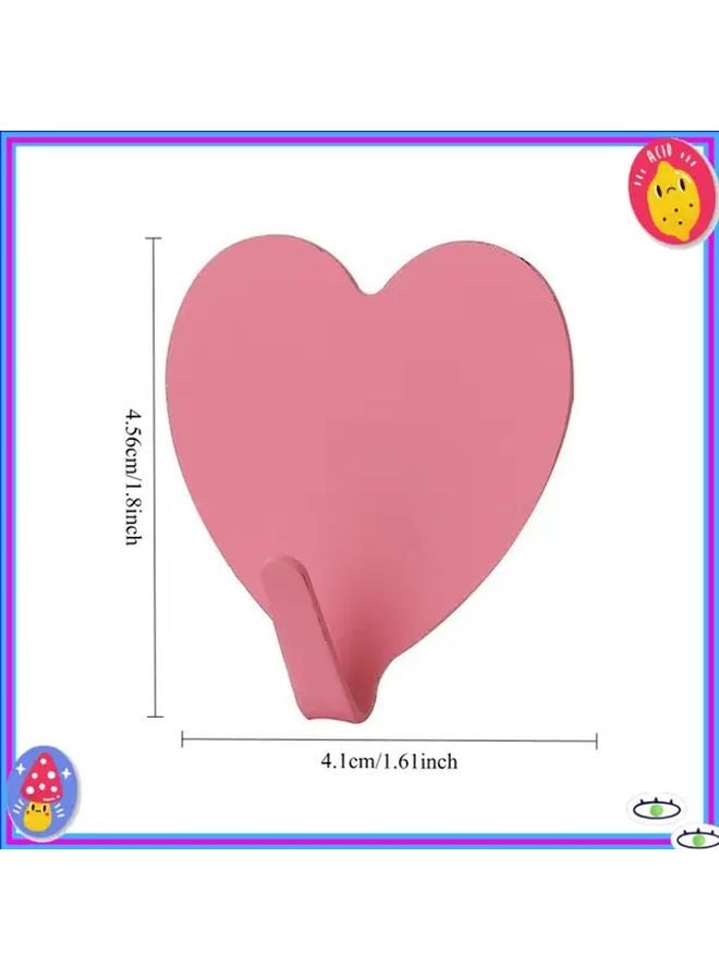 Rose Red Heart Shaped Wall Hooks No Drill Strong Adhesive Multi Purpose - Image 3