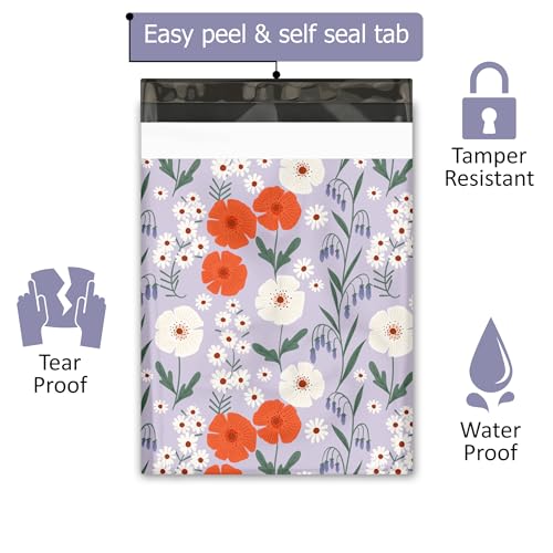 Pro Supply Global 10x13 (100) Floral Fields Summer Designer Poly Mailers Waterproof Self Sealing Tear Resistant Polymailers Shipping Envelopes Premium Printed Bags For Small Businesses - Image 2