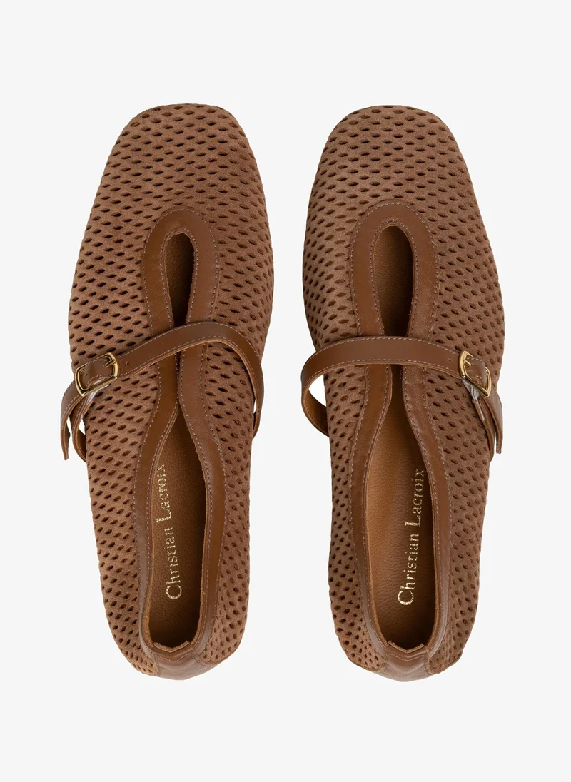 Christian Lacroix Christian Lacroix Women's Leather Mary Jane Flats - Tan