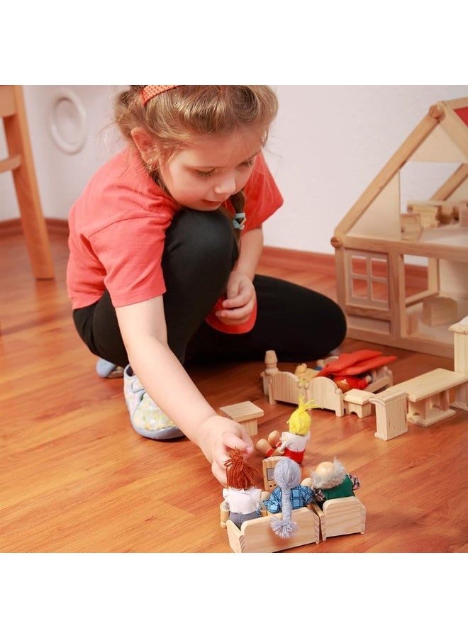 Sumind Wooden Dollhouse Furniture Doll House Furnishings with 8 Pieces Winning Doll Family Set, Dollhouse Accessories for Boys Girls Miniature Dollhouse, Family Figures Imaginative Play Toy (Classic Style) - Image 5
