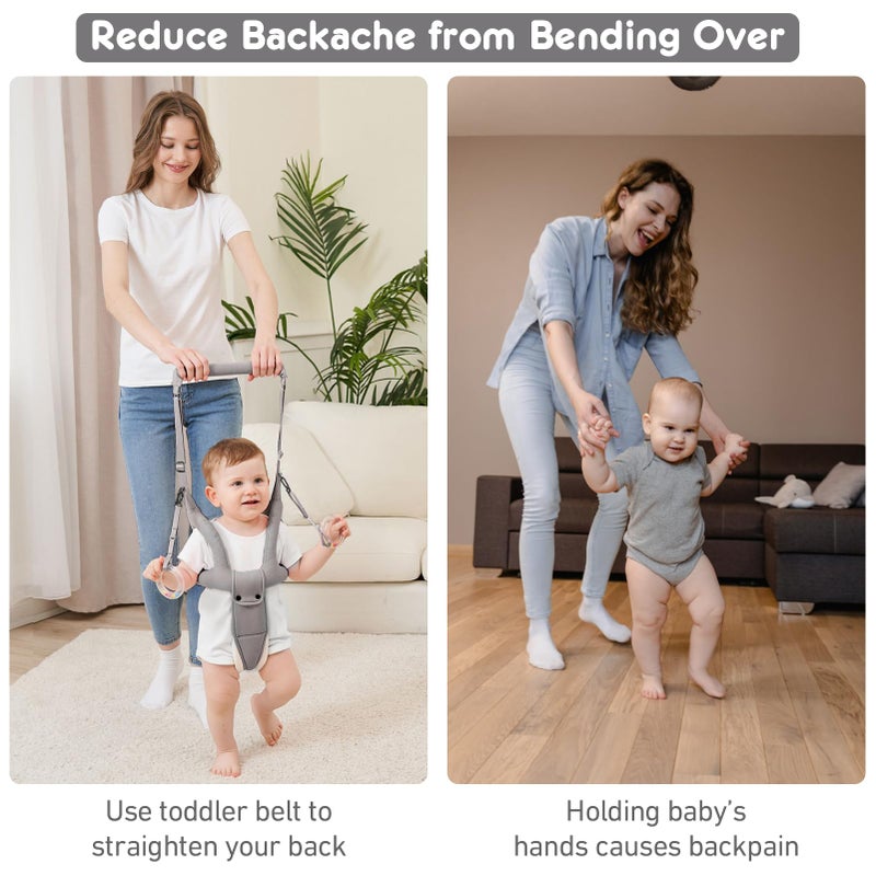 Ocanoiy Baby Walking Helper, Handheld Baby Walking Harness, Infant Toddler Walker Assistant Belt, Baby Standing Support Help Baby Walk, Walking Assistance for Babies 8-16 Months (Gray) - Image 4