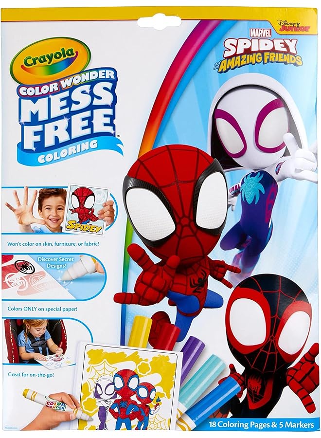 Crayola Spiderman Color Wonder Coloring Set 18 Spiderman Coloring Pages Mess Free Coloring For Toddlers Spiderman Toys And Gifts - Image 1