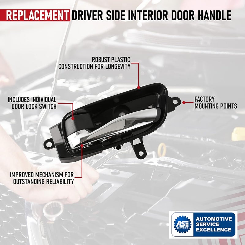 AA Ignition Interior Door Handle Driver Side, Front or Rear, Compatible with Nissan Altima 2013-2018, Murano 15-19, Armada 14-15, Pathfinder, Titan - Replaces 80671-3TA0A, 80671-3TA0D, 80671-3TA0B - Image 4