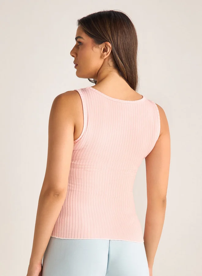 سبلاش فيڤ بلوزة حمل مضلعة بياقة مستديرة