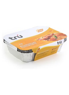 Tru tru Aluminum Containers with Lid - 83185, 10' Pcs  Size 19cmx26cmx6cm 