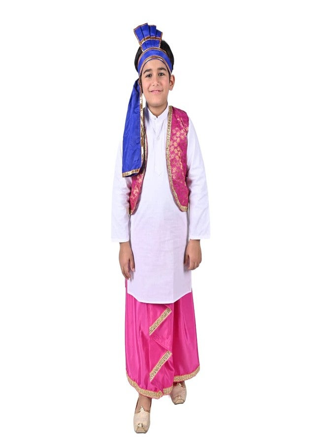 DESI ANDAAZ فستان الرقص الشعبي من DESI ANDAAZ Punjabi للأولاد، مجموعة من 4 قطع (كورتا، لونجي، سترة وتورا) فستان رقص جيدها بيساخي بانجرا للأطفال في الولاية الهندية - Image 1