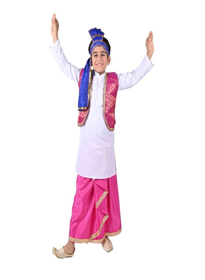 DESI ANDAAZ فستان الرقص الشعبي من DESI ANDAAZ Punjabi للأولاد، مجموعة من 4 قطع (كورتا، لونجي، سترة وتورا) فستان رقص جيدها بيساخي بانجرا للأطفال في الولاية الهندية - Image 2