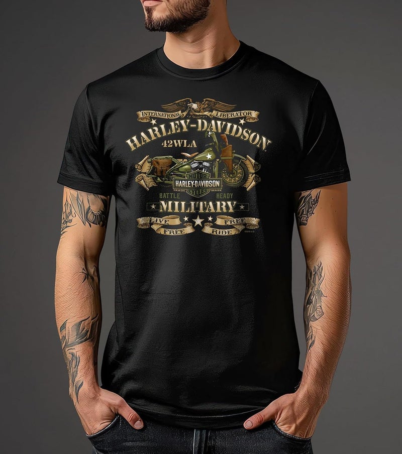 HARLEY DAVIDSON تي شيرت هارلي-ديفيدسون العسكري للرجال - جولة خارجية | دراجة الحرب - Image 3