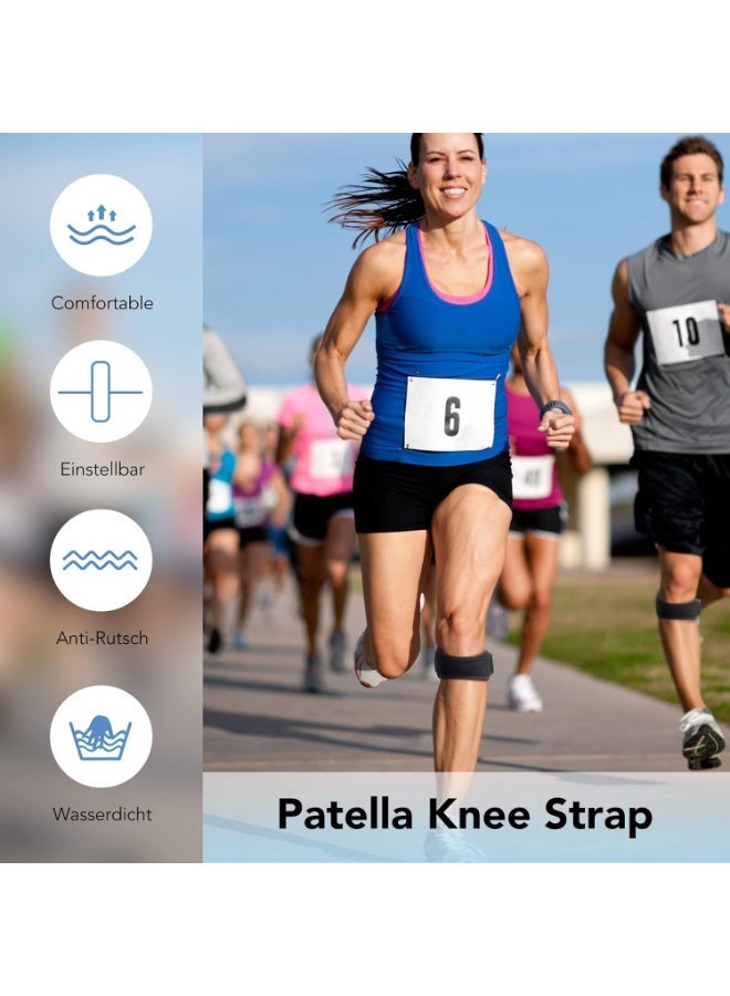 MJZ Patella Tendon Knee Strap, 2 Pack Knee Support Brace Knee Pain Relief and Patella Stabilizer Anti-slip Support Strap with Silicone Pad for Running, Hiking, Football, Volleyball, Tennis, Black - Image 2