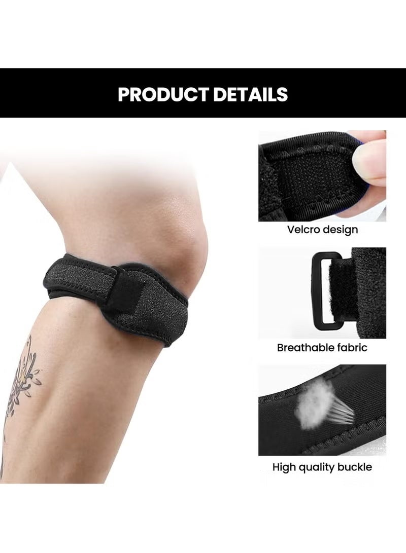 MJZ Patella Tendon Knee Strap, 2 Pack Knee Support Brace Knee Pain Relief and Patella Stabilizer Anti-slip Support Strap with Silicone Pad for Running, Hiking, Football, Volleyball, Tennis, Black - Image 3