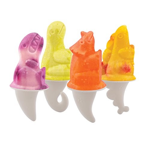 Tovolo Silicone Popsicle Molds with Sticks (Dino) - Ice Pop Molds with 4 Cavities for Homemade Flavored Ice Pops & Frozen Snacks - Popsicle Maker with Drip-Guards, Dishwasher Safe & BPA-Free - Image 1