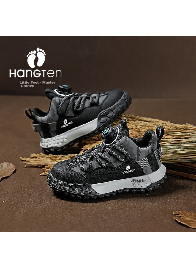 Hang Ten Kids Spring And Autumn Sports Shoes Leather Waterproof Outdoor Non-slip Boys Girls Casual Shoes Black Size 38