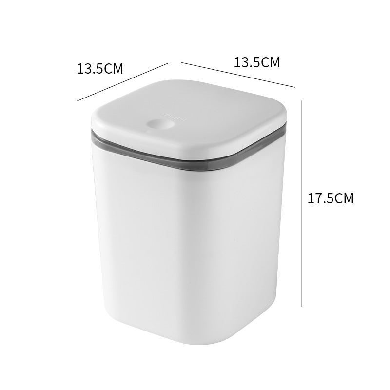 Ready Supply Pp Desktop Trash Can Office Storage Bucket with Lid Dormitory Bedroom Table Small Garbage Storage Bucket(White, 1 Pack) - Image 1