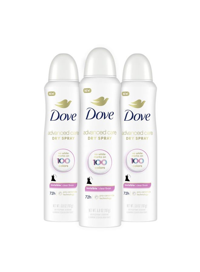 Dove Antiperspirant Deodorant Dry Spray For Antiperspirant Protection Clear Finish Sweat Block for All-Day Fresh Feeling, 3.8 oz, Pack of 3 - Image 1