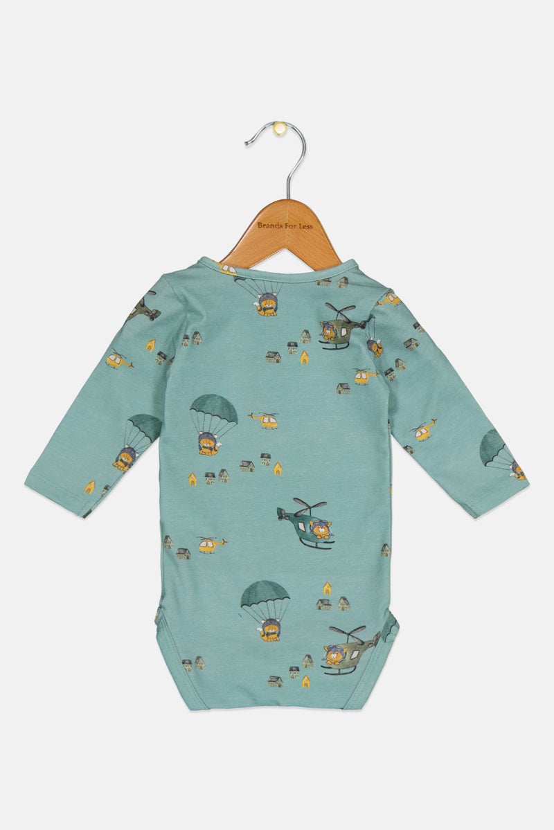 NAME IT Toddlers Boy Long Sleeve Allover Print Bodysuit, Multicolor - Image 2