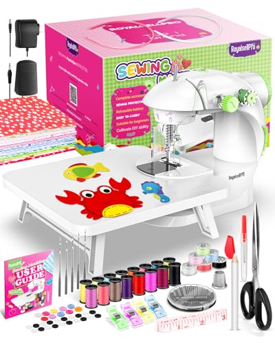 Royalsellpro Mini Sewing Machine with 123 Pcs Sewing Kit for Beginners Dual Speed Portable Sewing Machine with Light and Finger Guard Suitable for Household Travel