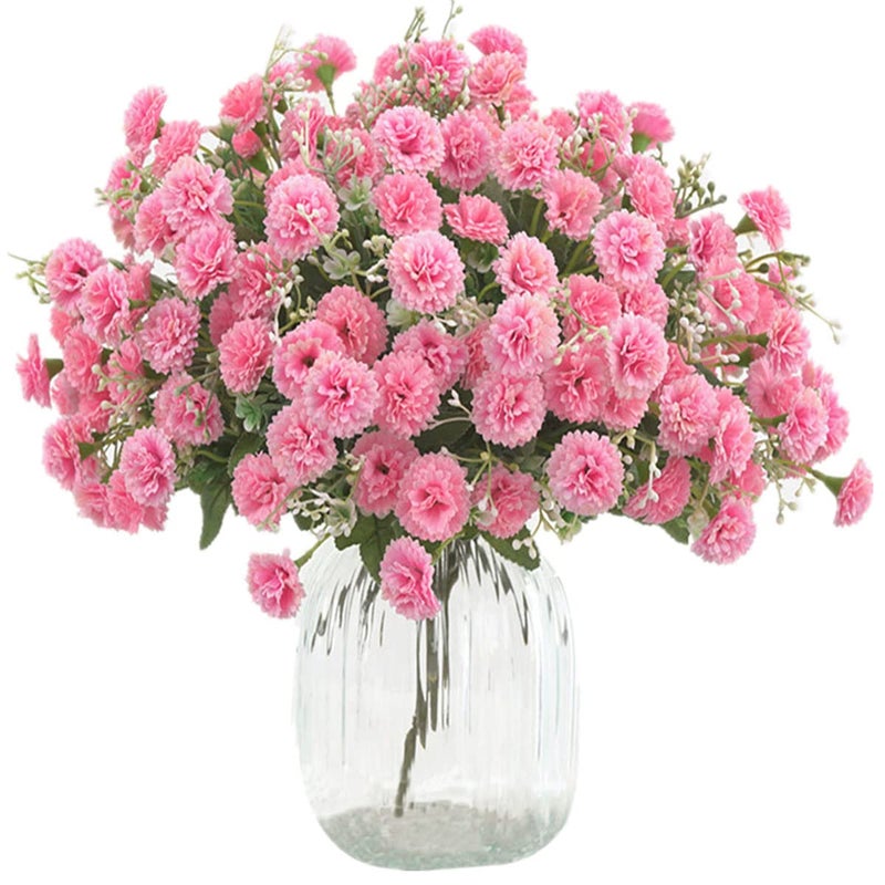 TBUY ROSE 2pcs Small Carnation Artificial Flowers Bulk Fake Flower with Stems Silk Carnation Flowers for Outdoors Wedding Home Hotel Decorations Pink