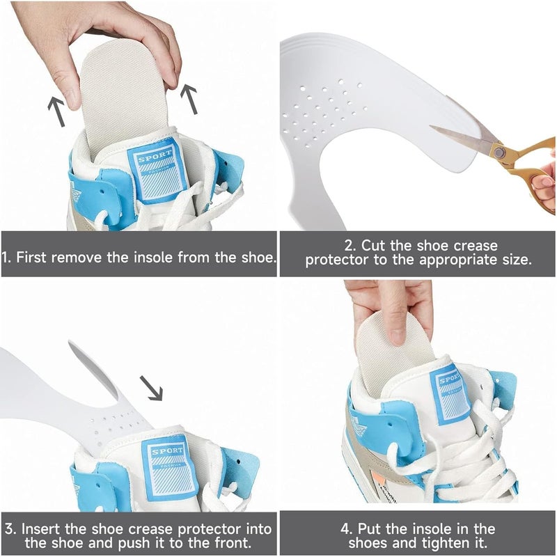 SHRISELL حامي تجاعيد الأحذية لطراز Air Force 1، وجوردان، والأحذية الرياضية | حامي الأحذية المضاد للتجاعيد للرجال والنساء | درع صندوق الأصابع القابل لإعادة الاستخدام (L، 4، عدد) - Image 4