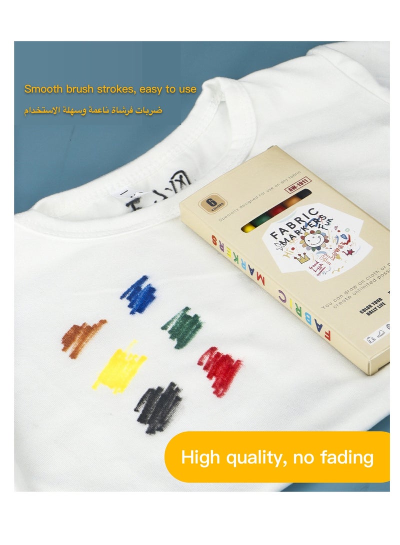 6 Pcs painting marker pen set clothes shoes DIY creative painting pen waterproof non-fading marker children's creative painting - Image 1