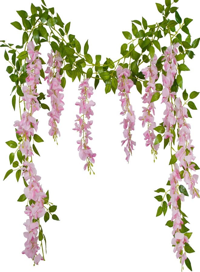 GhuaH 2 Pcs Wisteria Garland Artificial Flowers Wisteria Hanging Flowers Garland Pink 12 Ft Fake Silk Hanging Flower Vines Greenery for Wedding Arch Party Baby Shower Outdoor Indoor Ceremony - Image 1