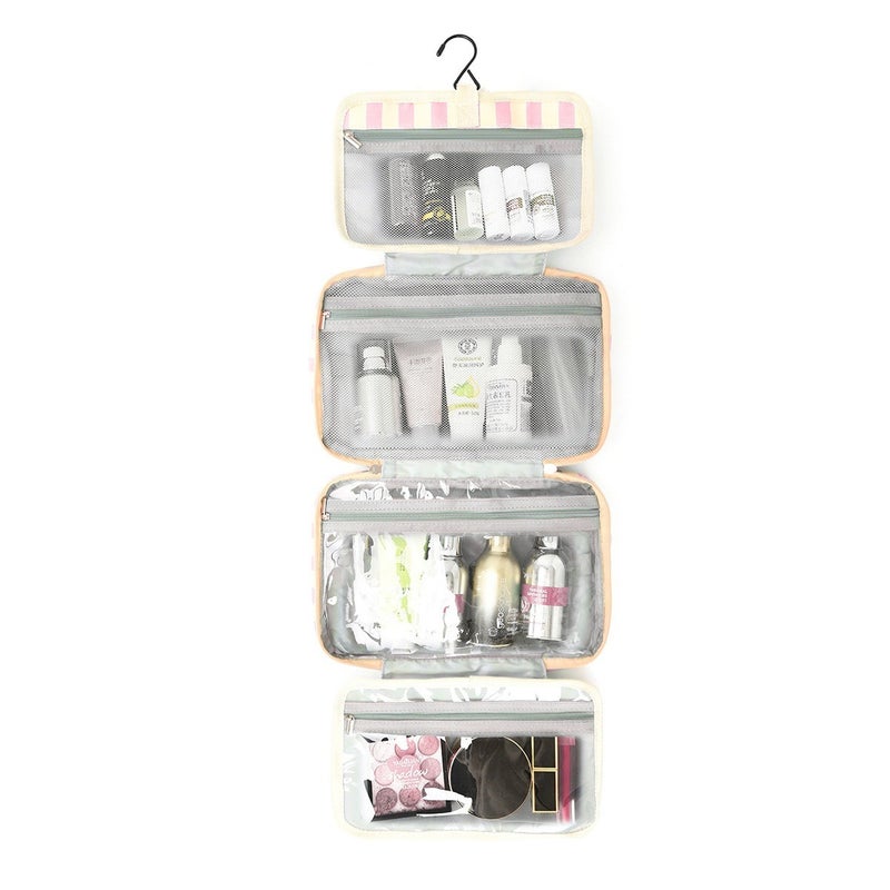 Four-Fold Wet-Dry Separation Travel Wash Bag, Striped Cosmetic Bag, Large Capacity - Image 2