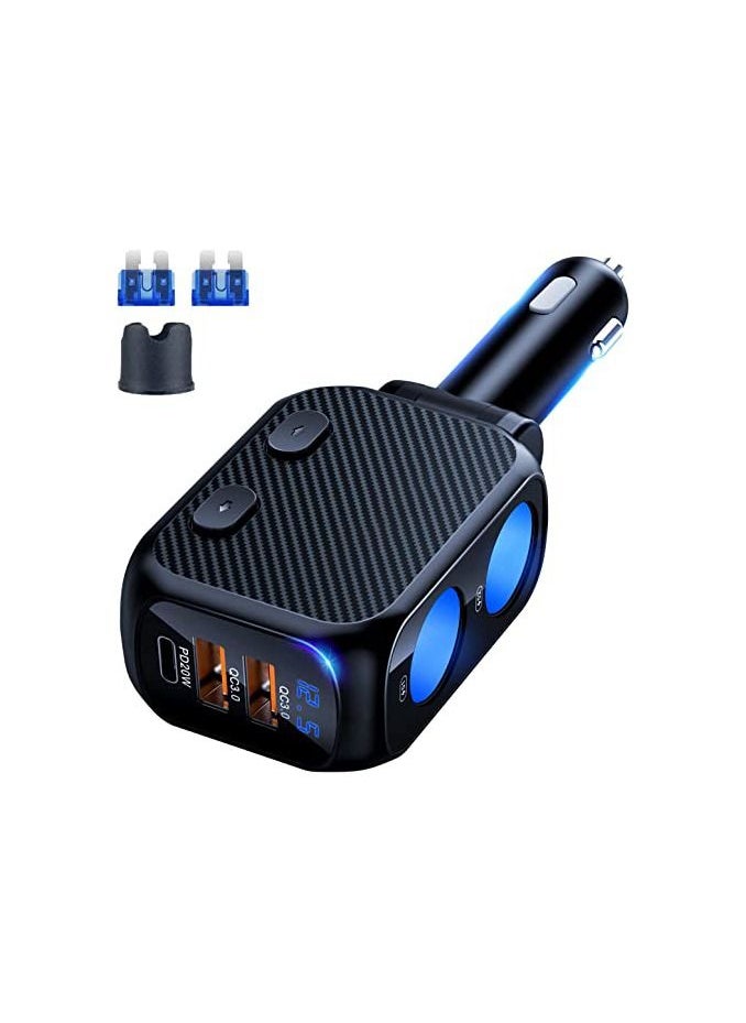 SYOSI - Car Charger, 180W Cigarette Lighter, Splitter with 20W PD, 2-Socket Cigarette Lighter Adapter, Fast USB C Car Charger with Type-C 20W PD & QC 3.0 for Dash Cam, GPS, Laptop, Phone - Image 1