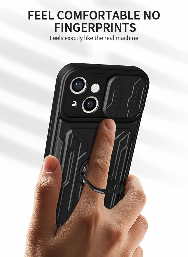 GROIC Case for IPhone 14 Plus 6.7 Inch Case with Removable Kickstand and Card Holder, Slide Camera Cover Hybrid Heavy Duty Hard Luxury Phone Sheel - Image 3