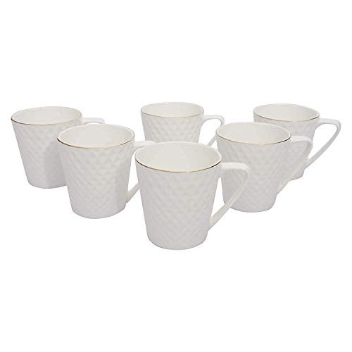 Saaikee Tea Cups Set of 6 Bone China Gold Line Mug for Tea/Coffee Green Tea Cups 160 ML - Image 1