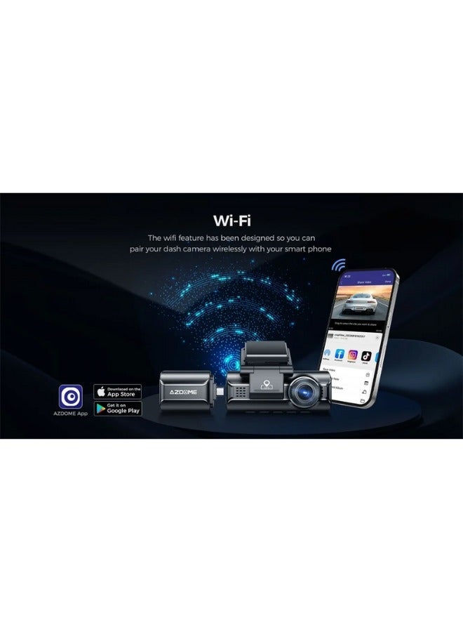 أزدوم ازدوم M550 MAX 3 داش كام ثلاثية القنوات نظام تحديد المواقع واي فاي 5 جيجاهرتز  بطاقة 64 جيجابايت متضمنة، 1440P+1080P+1080P، مزدوج 4K+1080p  3.19 بوصة IPS، رؤية ليلية - Image 4