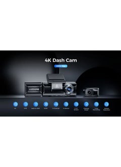 أزدوم ازدوم M550 MAX 3 داش كام ثلاثية القنوات نظام تحديد المواقع واي فاي 5 جيجاهرتز  بطاقة 64 جيجابايت متضمنة، 1440P+1080P+1080P، مزدوج 4K+1080p  3.19 بوصة IPS، رؤية ليلية  - Image 3