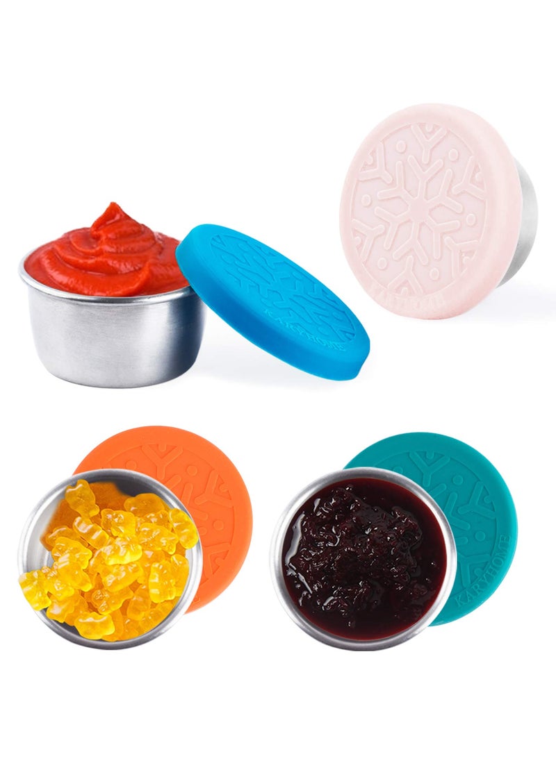 LALASTAR LALASTAR Salad Dressing Container To Go 4x16oz Stainless Steel Condiment Containers with Lids Premium Silicone Leakproof and Reusable Small Containers with Lids 