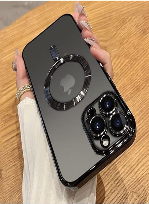 iPhone 13 Pro Max Case, Designed for Military Protection, Anti-Yellowing and Anti-Scratch Classic Protective Glass Case with Magnetic Function (Black)