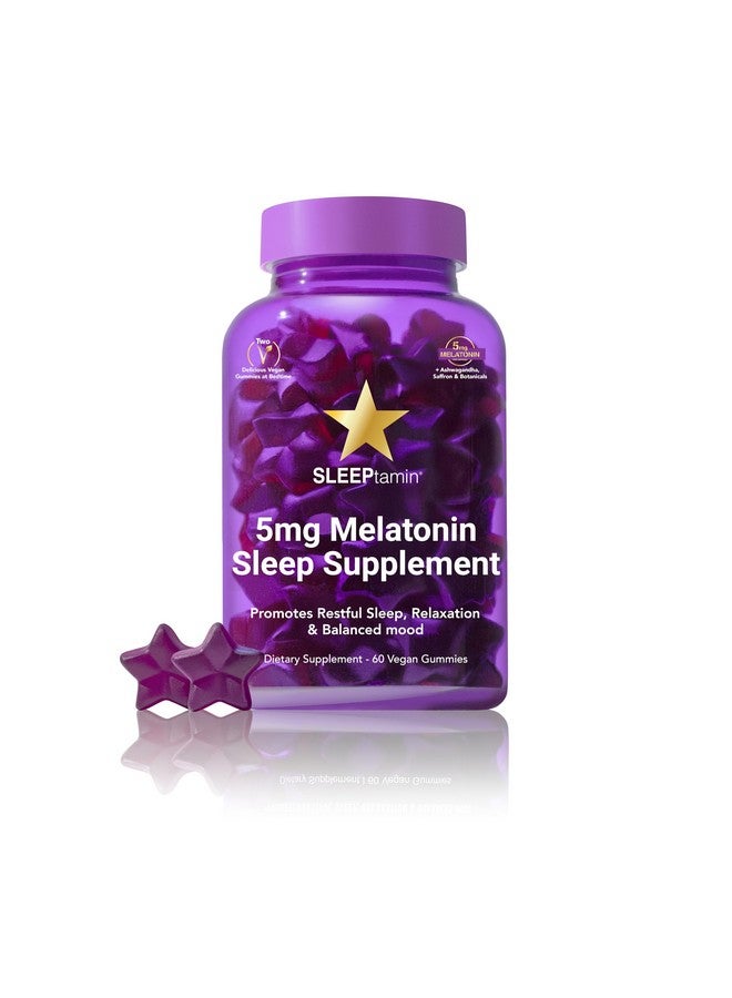 HAIRTAMIN HAIRtamin SLEEPtamin Melatonin Gummies 5mg | Infused with Chamomile & Ashwagandha for Relaxation | Promotes Restful Sleep, Balanced Mood, Stress Relief & Enhanced Relaxation | 60 Vegan Gummies  - Image 1
