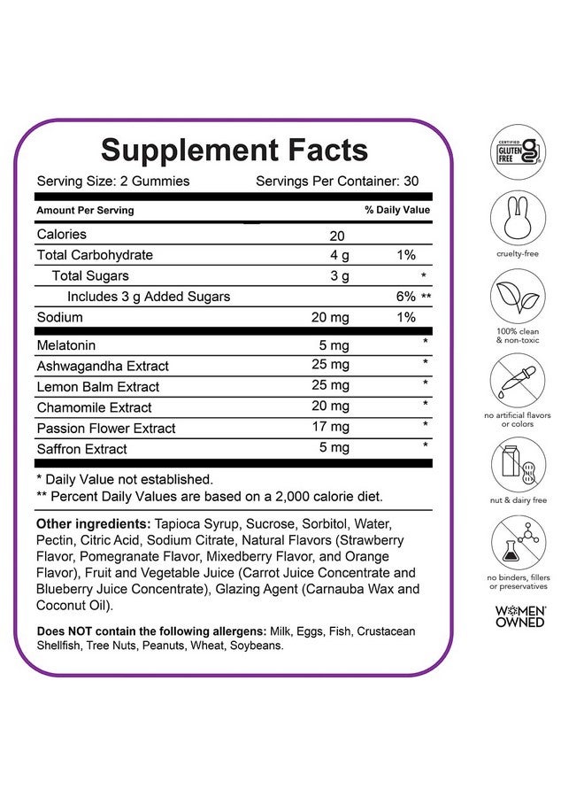 HAIRTAMIN HAIRtamin SLEEPtamin Melatonin Gummies 5mg | Infused with Chamomile & Ashwagandha for Relaxation | Promotes Restful Sleep, Balanced Mood, Stress Relief & Enhanced Relaxation | 60 Vegan Gummies  - Image 3