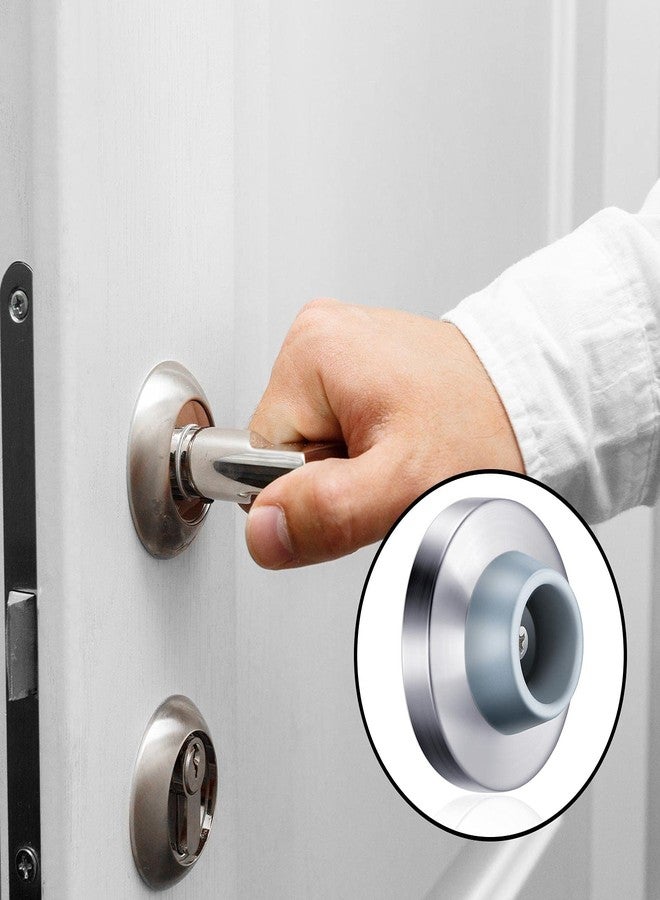 Pangda Concave Wall Door Bumper Stop Silver Stainless Steel Wall Door Bumper with 1-1/8 Inch Gray Round Rubber Protector Stops(Silver,4 Pieces) - Image 5