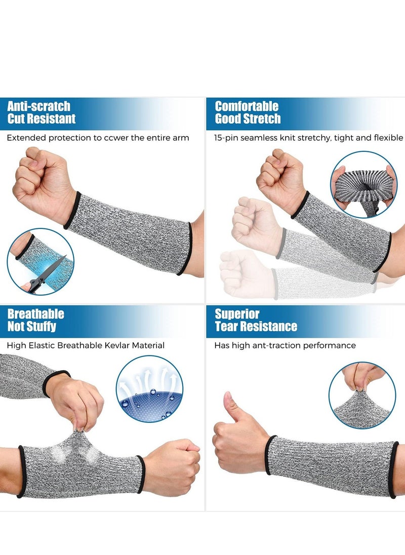 Generic Anti cutting Arm Sleeves, Level 5 Safety Protection Anti bite Wrist Sleeves Protector Heat Resistant for Women Men Cooking Gardening, Etc (3 Pairs Blue Gray Black)  - Image 5