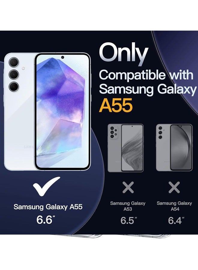 Samsung Galaxy A55 Case with Ring，Full Body Silicone Protective Phone Case Cover for Galaxy A55 5G,Non-Yellowing Shockproof Bumper Protective Phone Cover, Anti-Scratch Hard PC Back(Blue)  - Image 2