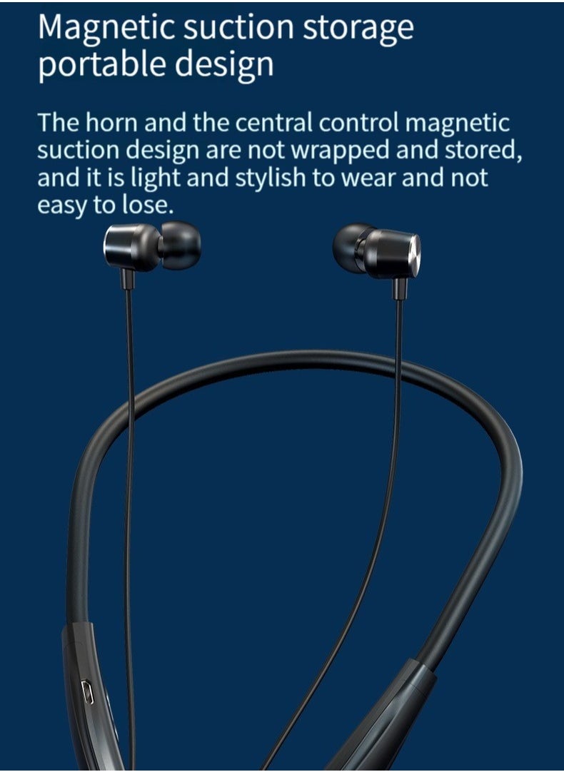 Generic - B4 in-ear Bluetooth headset wireless neck-mounted sports running neck-mounted headset black - Image 1